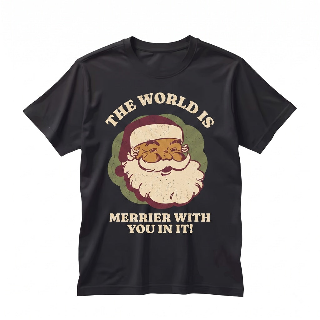 Retro Santa Christmas Mental Health Positivity Self Care Graphic Holiday Festive Unisex TShirt