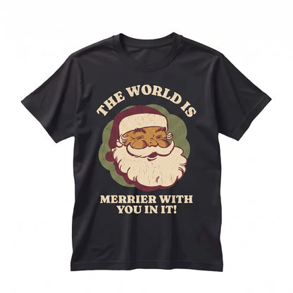 Retro Santa Christmas Mental Health Positivity Self Care Graphic Holiday Festive Unisex TShirt