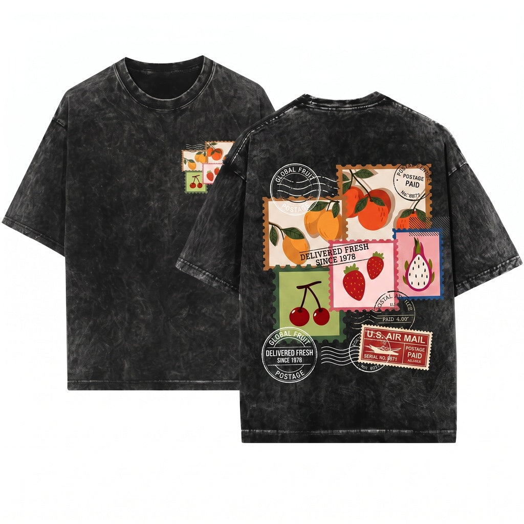 Retro Fruit Graphic Boho Summer Unisex Wash T-Shirt