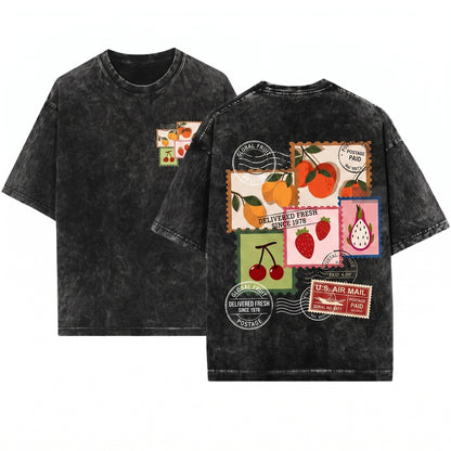 Retro Fruit Graphic Boho Summer Unisex Wash T-Shirt