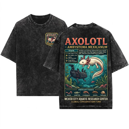 Vintage Axolotl Amphibian Zoology Biology Teacher Aquatic Pet Graphic Top Unisex Wash T-Shirt