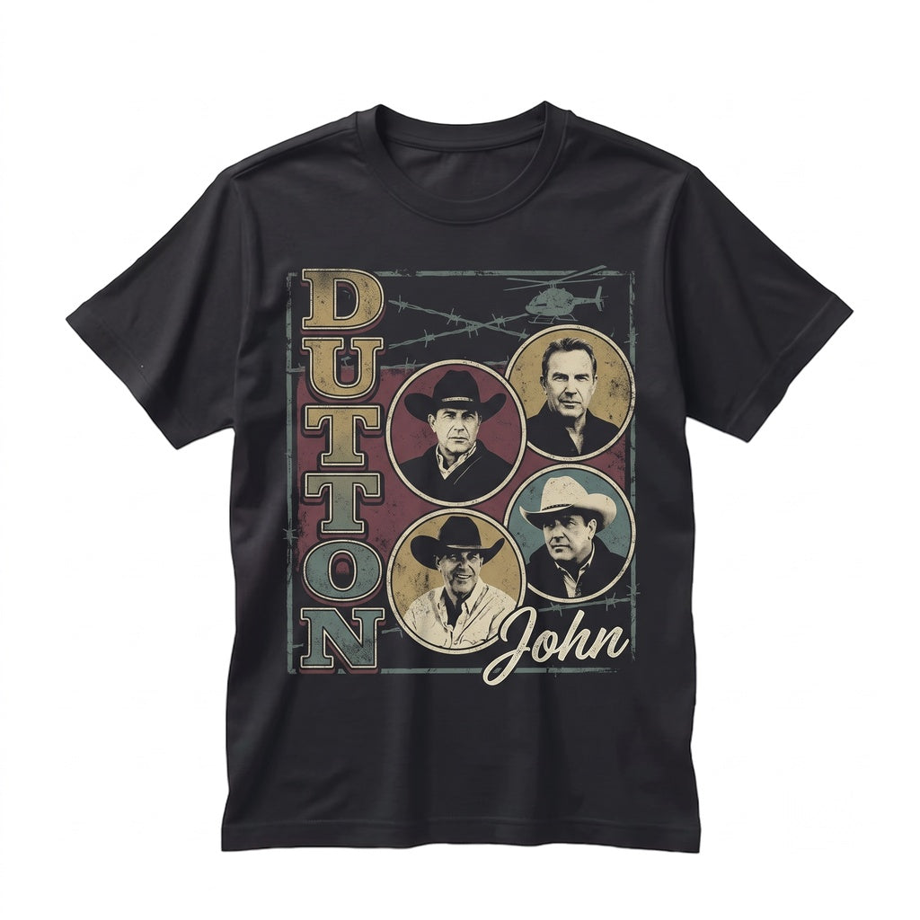 Vintage Western Rancher Graphic 90s TV Drama Retro Cowboy Top, Black Unisex TShirt