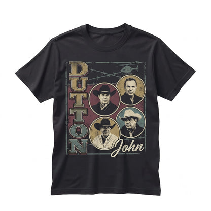 Vintage Western Rancher Graphic 90s TV Drama Retro Cowboy Top, Black Unisex TShirt