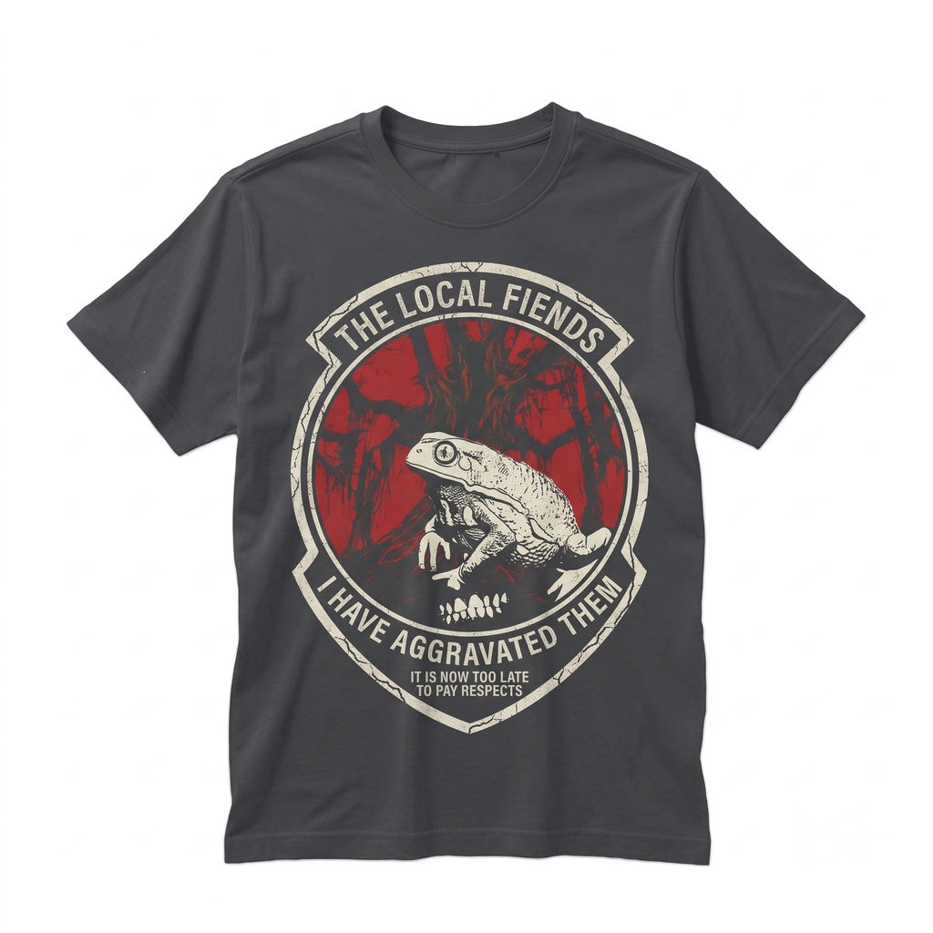 I Have Aggravated The Local Fiends Funny Vintage Japanese Frog Graphic Novelty Unisex TShirt