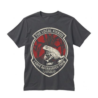 I Have Aggravated The Local Fiends Funny Vintage Japanese Frog Graphic Novelty Unisex TShirt