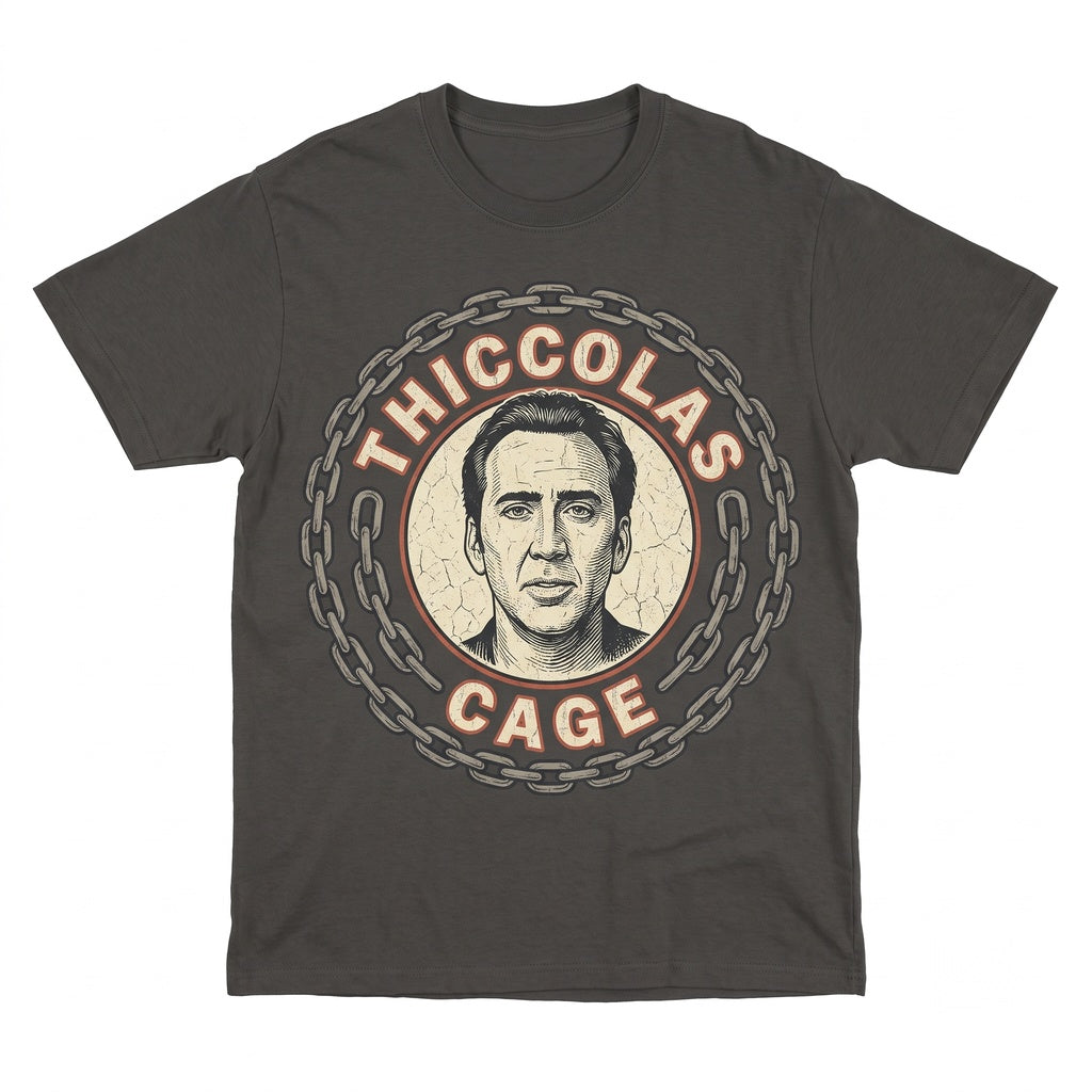 Thiccolas Cage Retro Graphic Mens Womens Novelty Humor Cotton Unisex TShirt