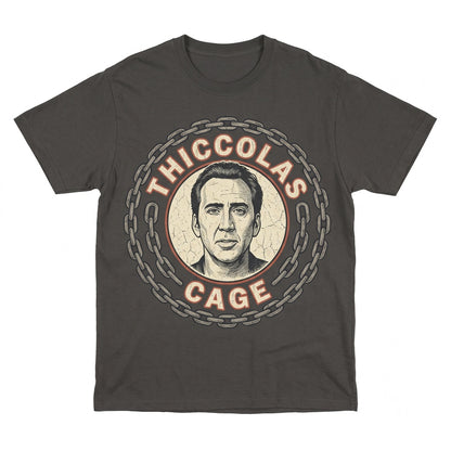 Thiccolas Cage Retro Graphic Mens Womens Novelty Humor Cotton Unisex TShirt