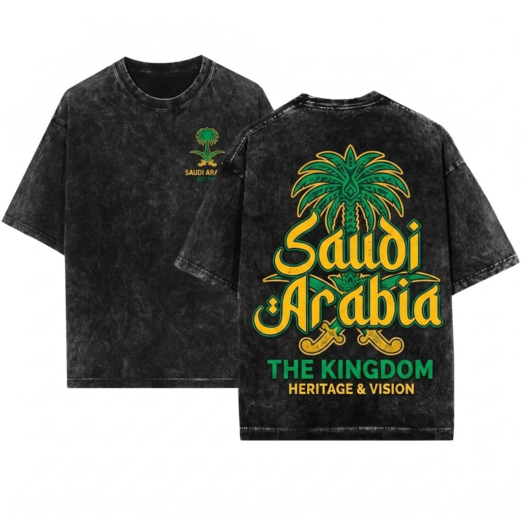 Saudi Arabia Kingdom Flag Patriotic Arab Birthday Gift Ideas Arabic Unisex Wash T-Shirt