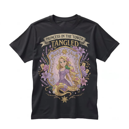 Oversized Rapunzel Pascal Family Vacation Floral Graphic Cotton Top, Princess Theme Apparel Unisex TShirt