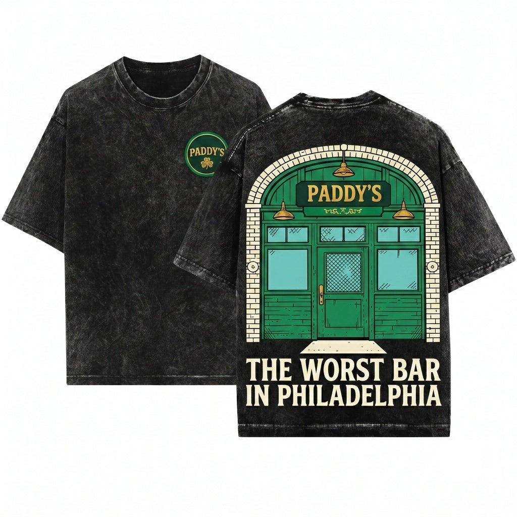 Paddys Irish Pub Philadelphia Bar Graphic Retro Unisex Wash T-Shirt