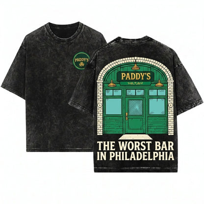 Paddys Irish Pub Philadelphia Bar Graphic Retro Unisex Wash T-Shirt
