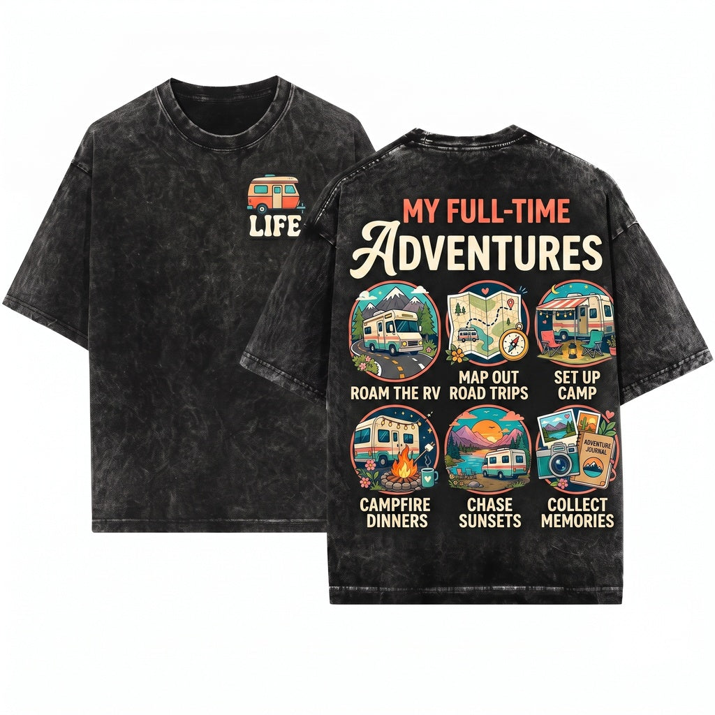 Things I Do In My Spare Time RV Camping Happy Camper Road Trip Adventure Outdoor Lover Gift Wanderlust Graphic Unisex Wash T-Shirt