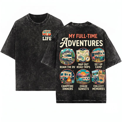 Things I Do In My Spare Time RV Camping Happy Camper Road Trip Adventure Outdoor Lover Gift Wanderlust Graphic Unisex Wash T-Shirt