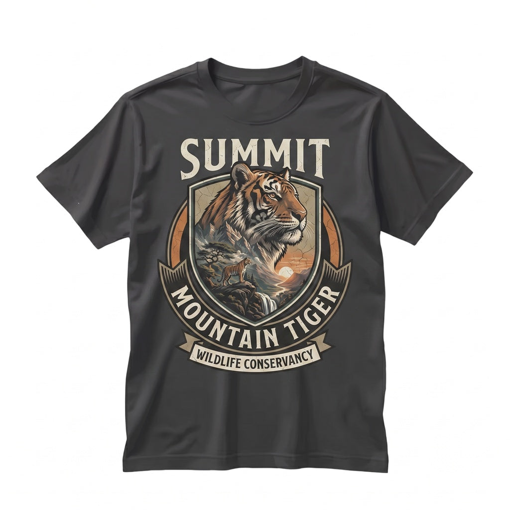 Y2K Tiger Mountain Graphic Powerful Big Cat Wild Sunset Adventure Wildlife Gift Unisex TShirt