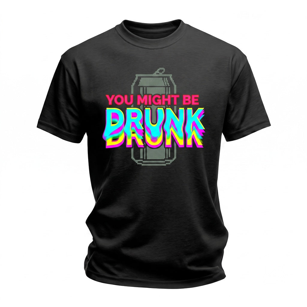 You Might Be Drunk Funny Blurry Typography Back Print Party Drinking Humor Trendy Sarcastic Streetwear Unisex TShirt