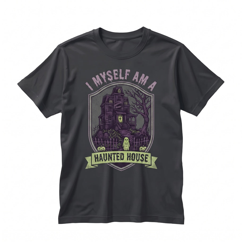 Haunted House Halloween Ghost Pumpkin Graphic Spooky Gothic Fall Lover Gift Unisex TShirt