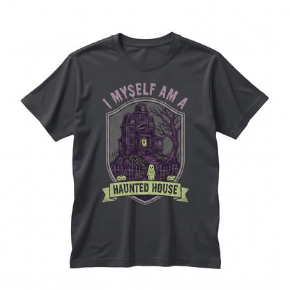 Haunted House Halloween Ghost Pumpkin Graphic Spooky Gothic Fall Lover Gift Unisex TShirt