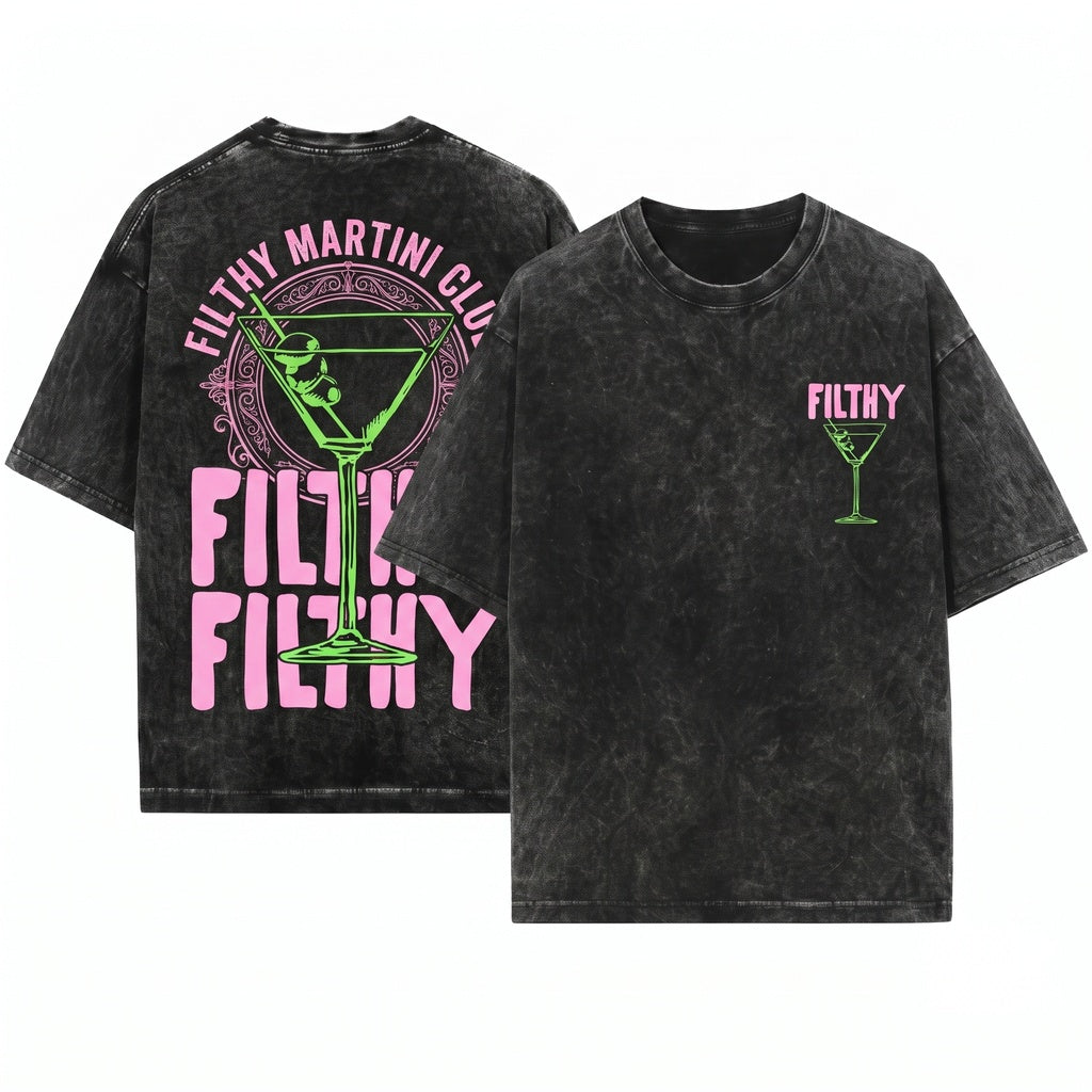 Filthy Martini Summer Cocktail Lover Bachelorette Party Funny Drinking Gift For Her Unisex Wash T-Shirt