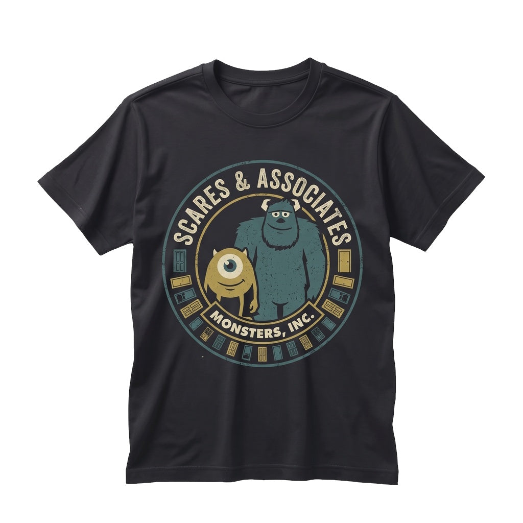 Vintage Mike Sulley Boo Graphic Door Theme Park Apparel Retro Character Cotton Unisex TShirt