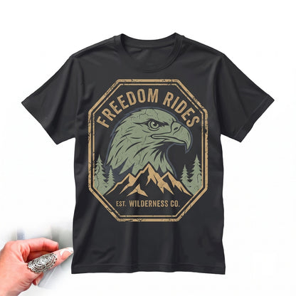 Classic Patriotic Bald Eagle Graphic Mountain Forest Wildlife Outdoor Adventure Gift Unisex TShirt
