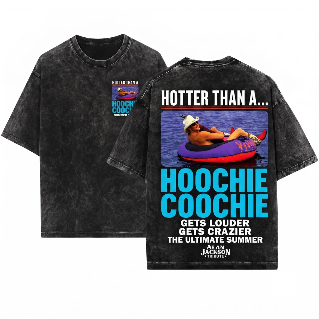 Hotter Than A Hoochie Coochie 90s Country Music Lover Meme Summer Vacation Trendy Unisex Wash T-Shirt