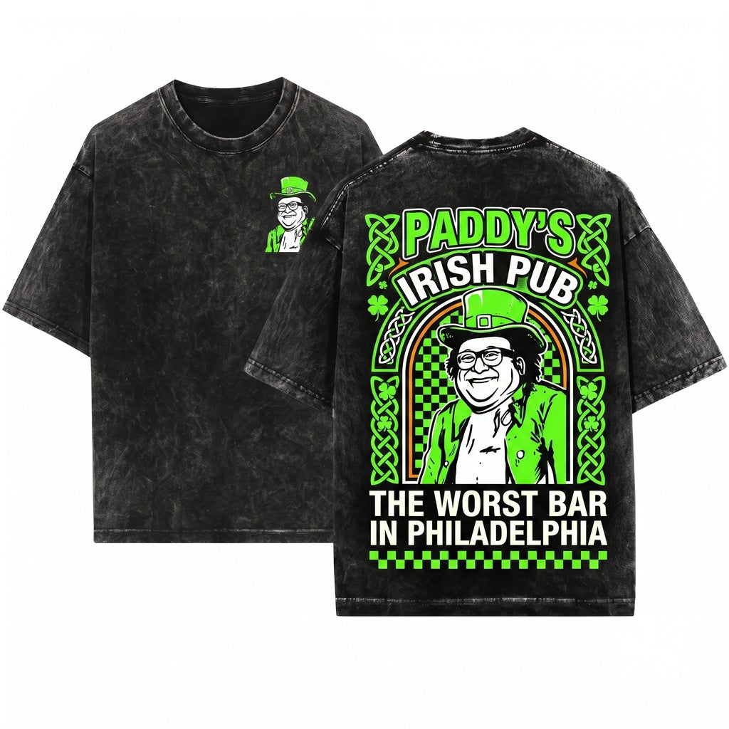 Paddy Irish Pub St Patricks Day Frank Reynolds Leprechaun Green Crewneck Pullover Unisex Wash T-Shirt