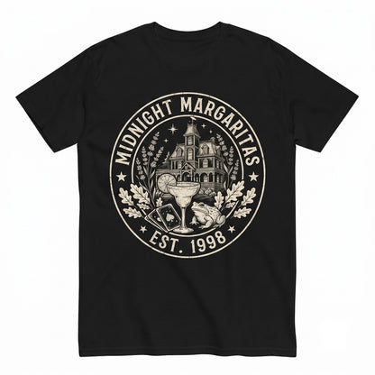 Midnight Margaritas Vintage Witchy Cocktail Gothic Victorian House Halloween Apparel Unisex TShirt