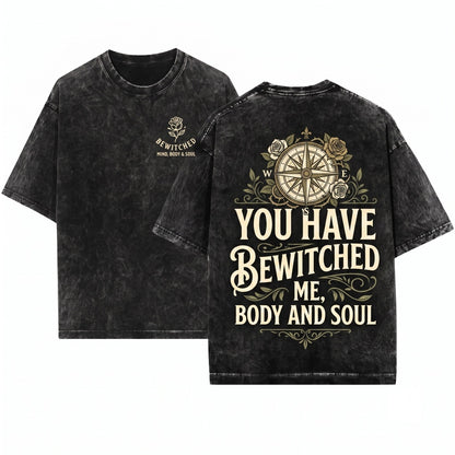 You Have Bewitched Me Mr Darcy Pride and Prejudice Floral Embroidered Bookish 1800s Vintage Gift Unisex Wash T-Shirt