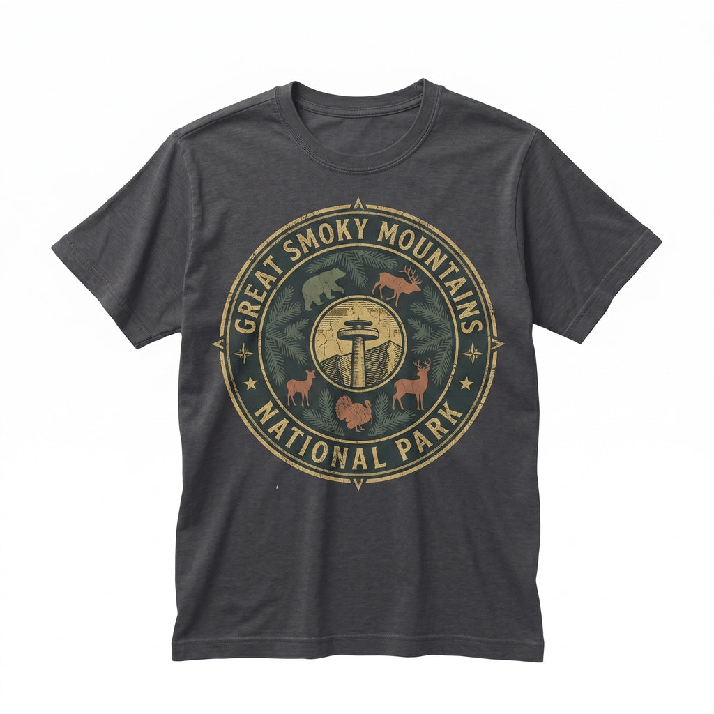 Great Smoky Mountains National Park Vintage Nature Hiking Graphic Cotton Apparel Unisex TShirt
