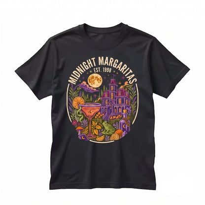 Midnight Margaritas Vintage Witchy Cocktail Gothic Victorian House Halloween Apparel Unisex TShirt
