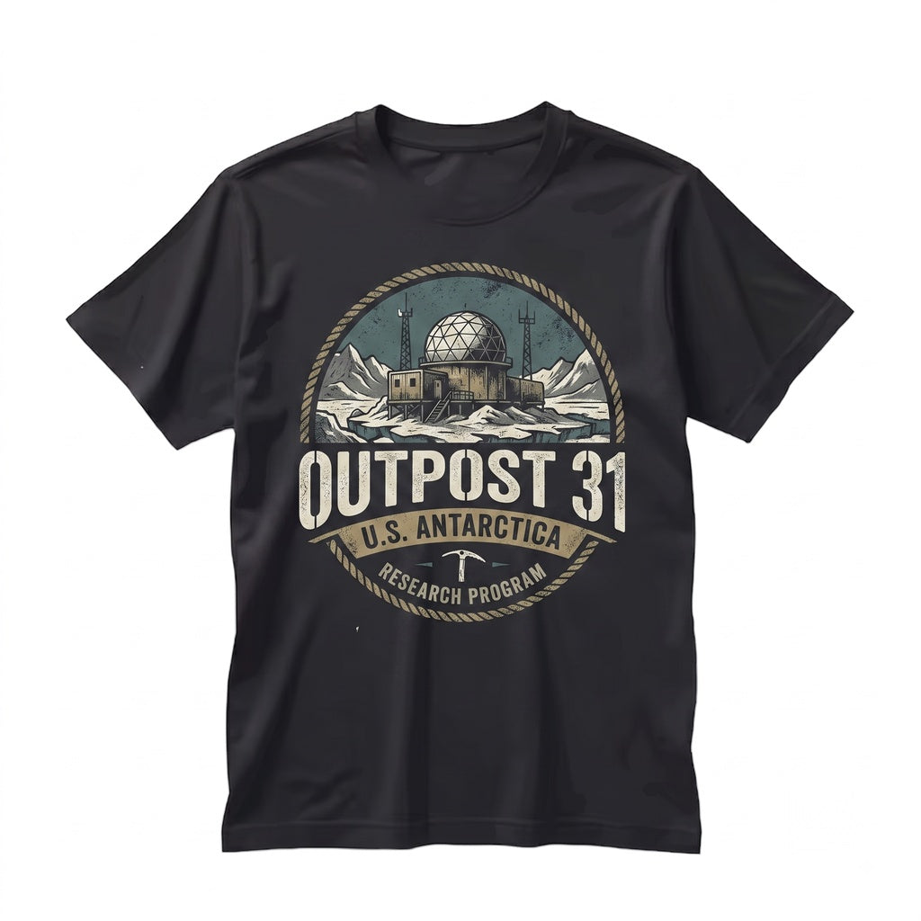1982 Outpost 31 Antarctic Research Station Badge Logo Retro Sci-Fi Horror Graphic Unisex TShirt