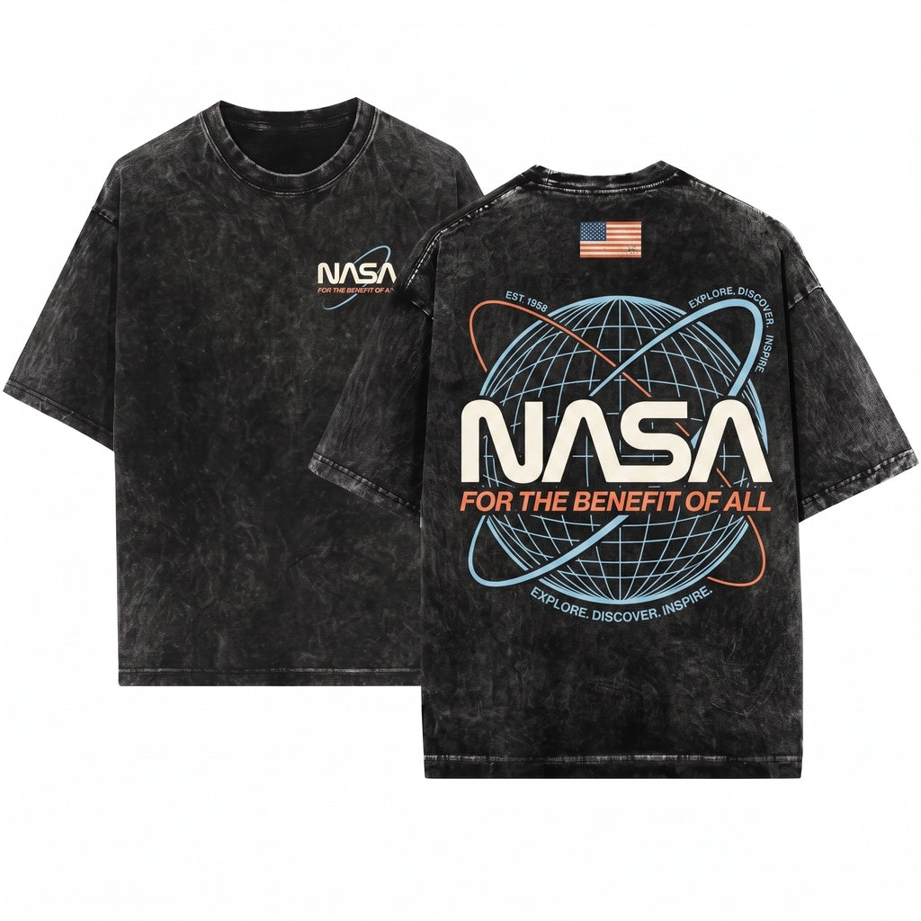 80s NASA Outer Space Graphic Astronaut Vintage Aesthetic Unisex Wash T-Shirt