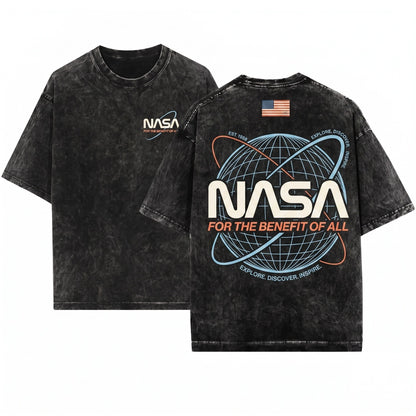 80s NASA Outer Space Graphic Astronaut Vintage Aesthetic Unisex Wash T-Shirt