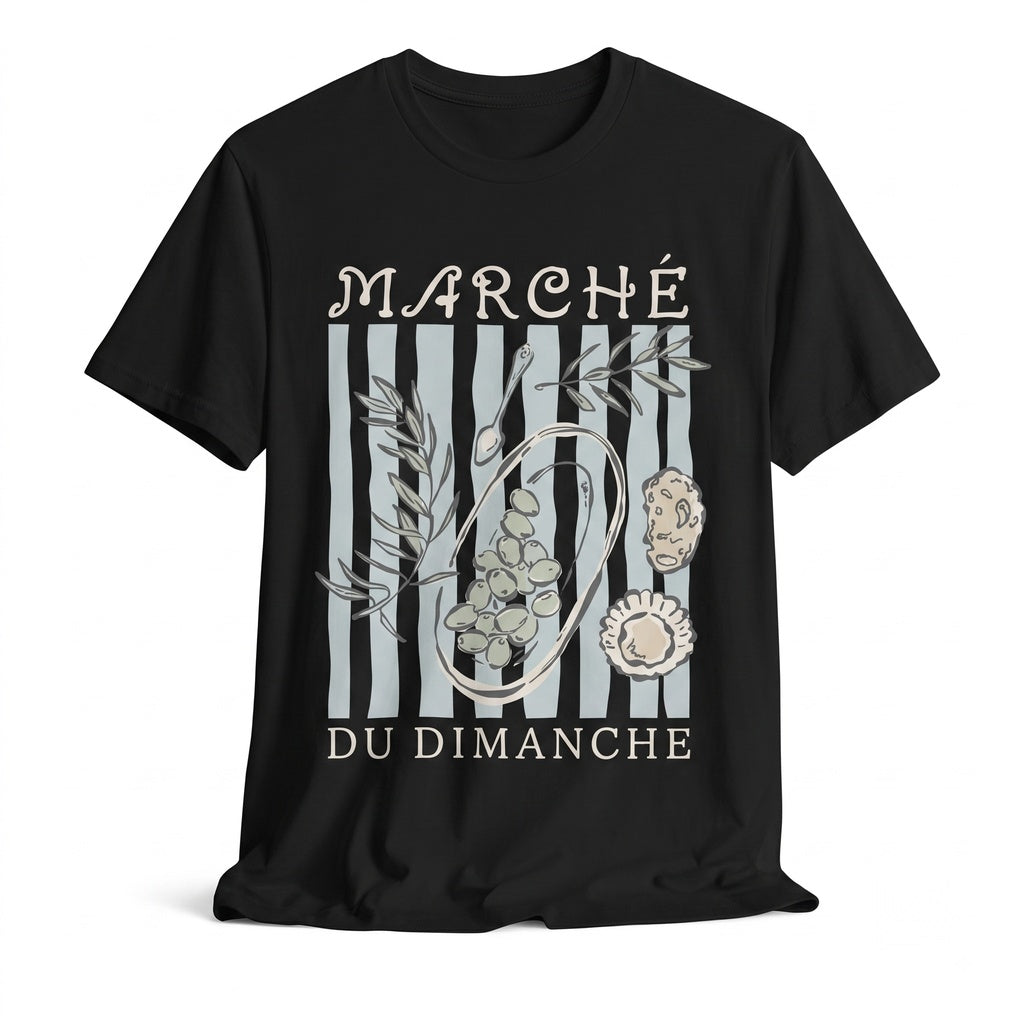 French Sunday Market Vintage Graphic Aesthetic Cotton Top Unisex TShirt