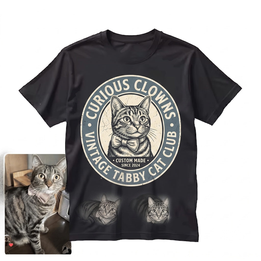 Custom Pet Portrait Dog Cat Photo Personalized Vintage 90s Tattoo Graphic Gift for Lovers Unisex TShirt