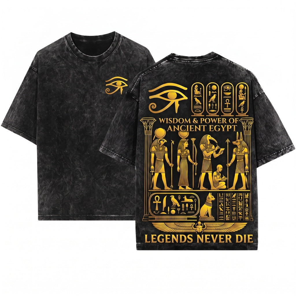 Ancient Egypt Hieroglyphic Pharaoh Archaeology Cultural Symbol Graphic Gift Unisex Wash T-Shirt