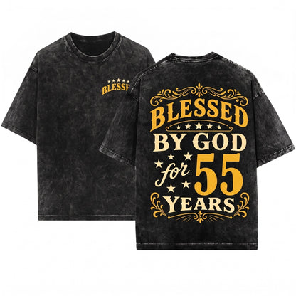 Blessed By God 55 Years Faith Christian Birthday Anniversary Gift Religious Unisex Wash T-Shirt