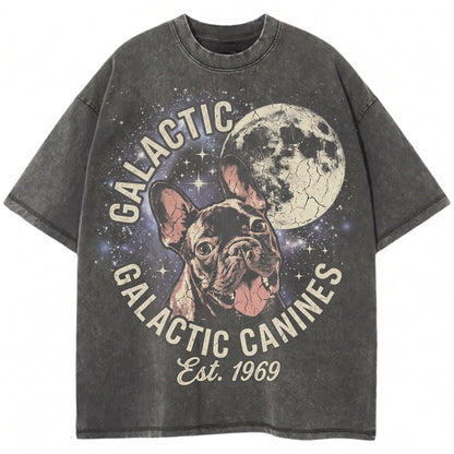 Vintage Three French Bulldog Moon Retro Graphic Funny Oversized Dog Unisex TShirt