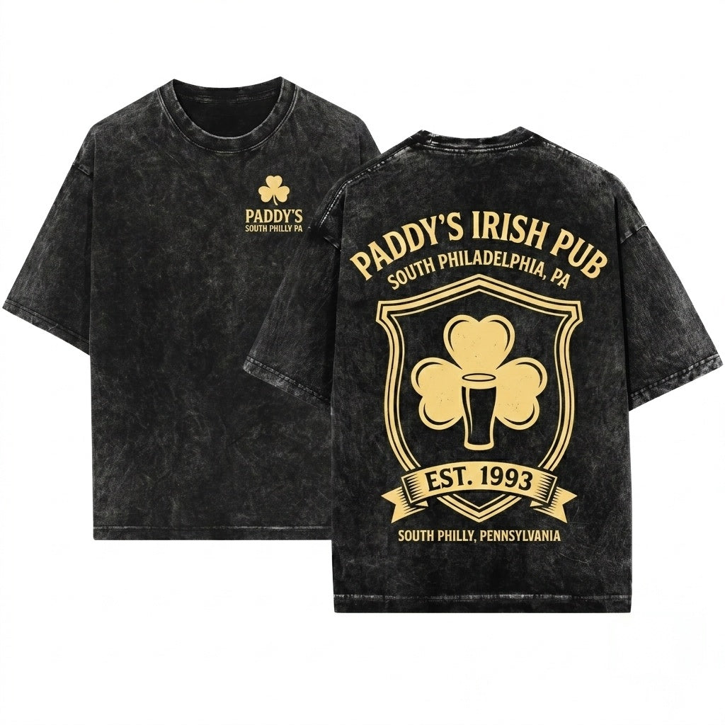 Paddys Pub Logo Irish Bar Philadelphia TV Show Graphic Unisex Wash T-Shirt