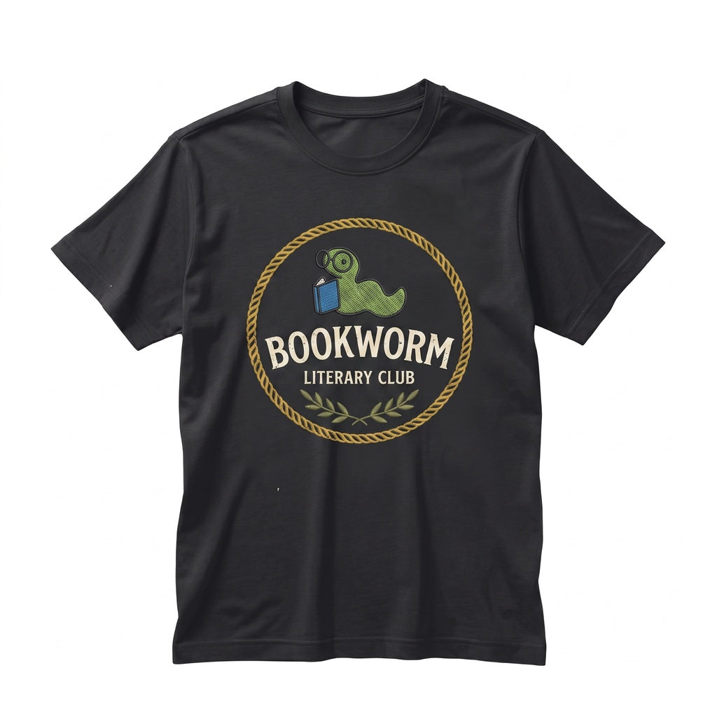 Embroidered Bookworm Cute Apparel for Bibliophile Reader Gift Unisex TShirt