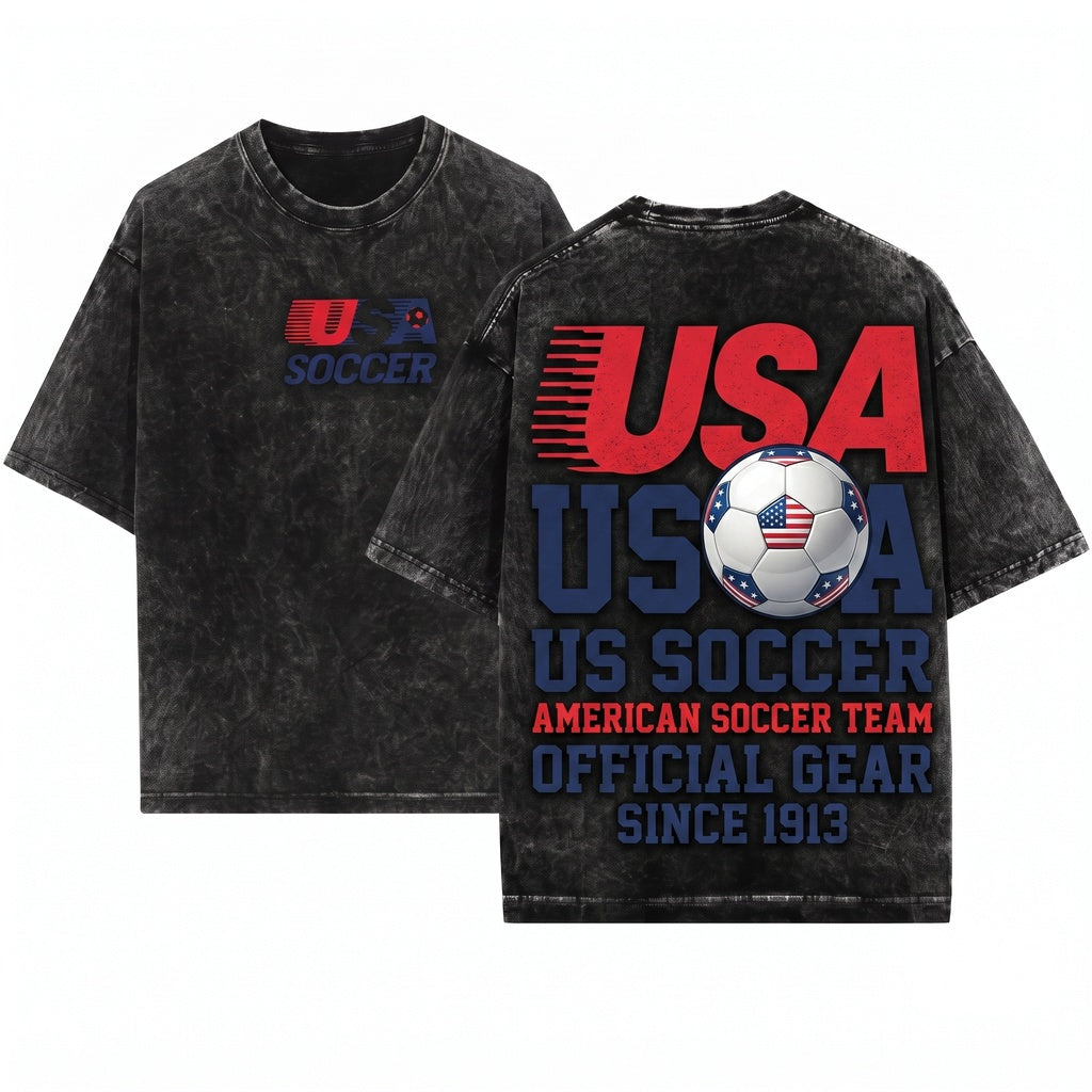 Vintage 1980s American Soccer Team Graphic Fan Apparel Unisex Wash T-Shirt