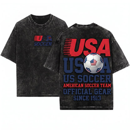 Vintage 1980s American Soccer Team Graphic Fan Apparel Unisex Wash T-Shirt