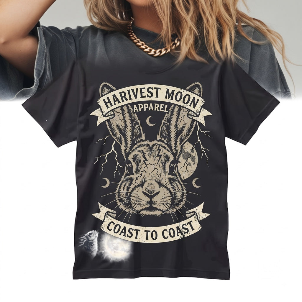 Vintage 90s Bunny Howling at the Full Moon Dark Gothic Rabbit Easter Gift Unisex TShirt