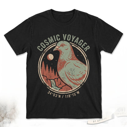 Pigeon Howling to the Full Moon Vintage Bird Graphic Retro Animal Lover Gift 90s Unisex TShirt