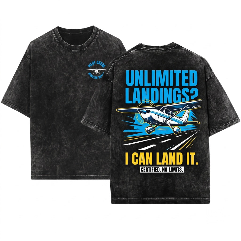 Funny Pilot I Can Land Plane Aviation Quote Graphic Unisex Wash T-Shirt