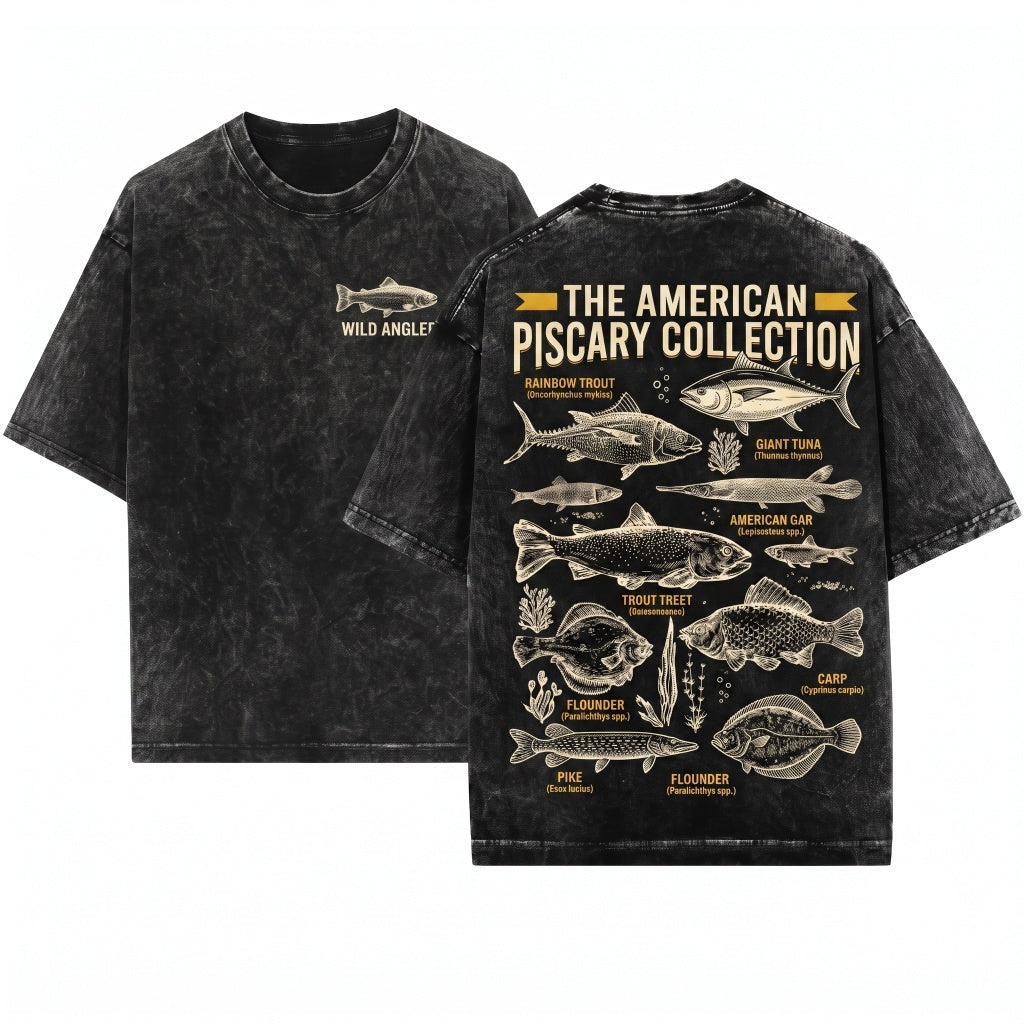 Vintage 90s Fish Tattoo Style Retro Bass Lover Ocean Apparel Unisex Wash T-Shirt