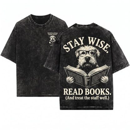 Soft Coated Wheaten Terrier Reading Bookish Dog Mom Dad Gift Unisex Wash T-Shirt