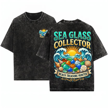 Sea Glass Collector Beach Treasure Hunter Ocean Lover Coastal Seashell Nautical Gift Unisex Wash T-Shirt