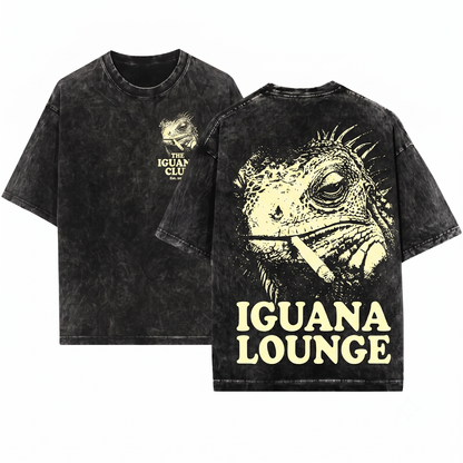Retro Iguana Smoking Cigarette Shirt Funny Vintage Distressed Edgy Meme Animal Gift Unisex Heavyweight Garment-Dyed T-Shirt