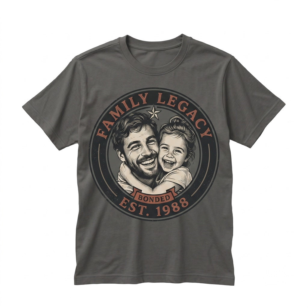 Personalized Picture Custom Family Dad and Daughter Photo Gift Unisex TShirt